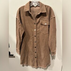 Brown Corduroy Button-down dress